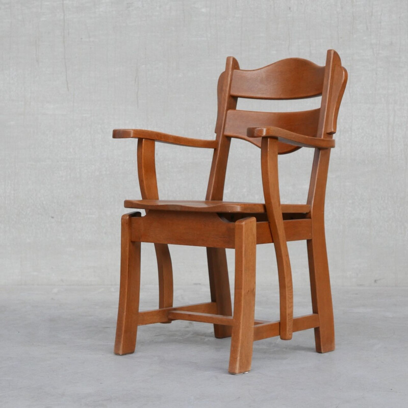 Dutch solid oakwood mid-century armchair, 1960s
