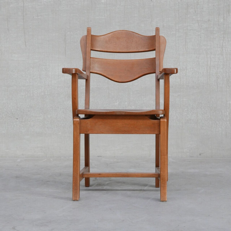 Dutch solid oakwood mid-century armchair, 1960s