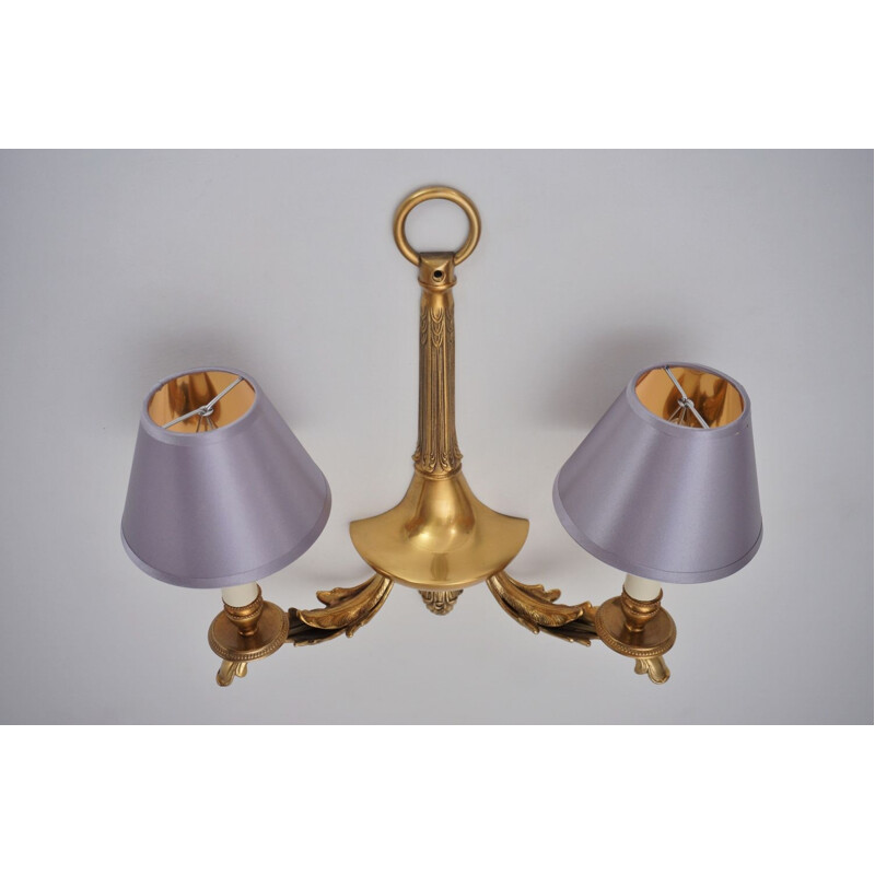 Pair of vintage bronze wall lamps with twin arm, 1980s