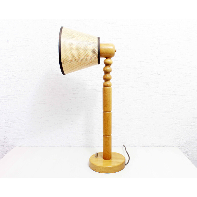 Vintage oakwood lamp, 1970-1980