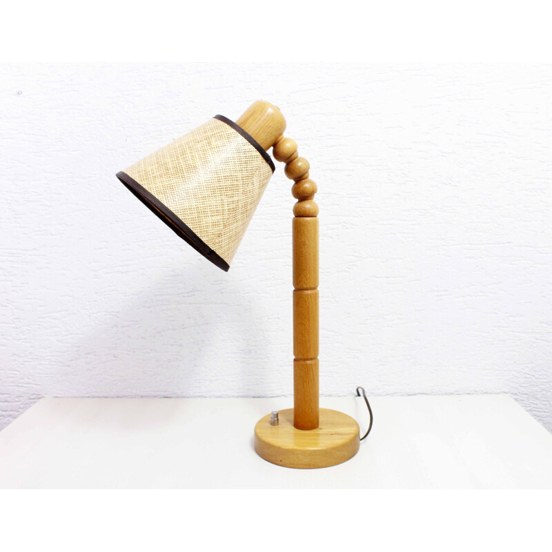 Lampe vintage en chêne, 1970-1980