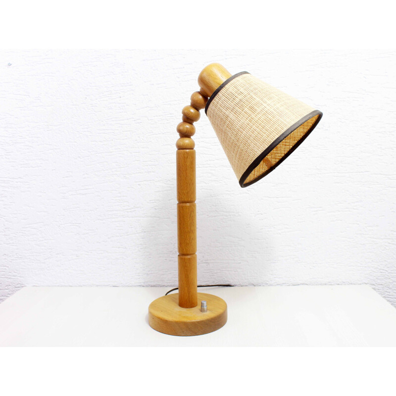 Vintage oakwood lamp, 1970-1980