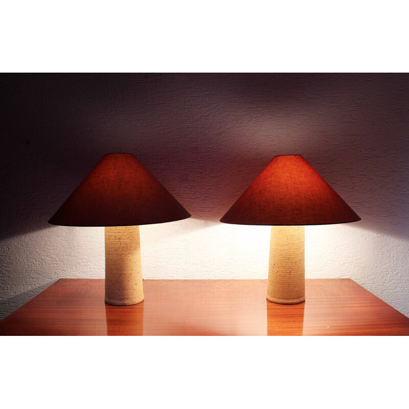 Paire de lampes vintage en terre cuite, 1970-1980