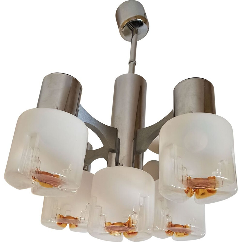 Vintage chandelier with 5 lights by Gaetano Sciolari for Mazzega