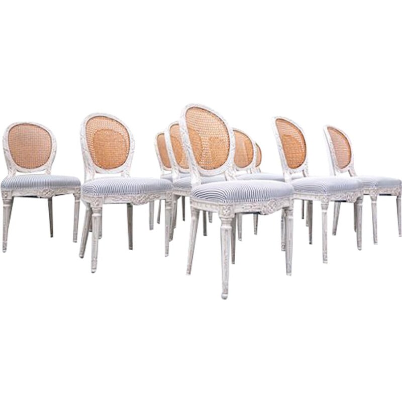 Set of 12 vintage dining chairs, Belgium
