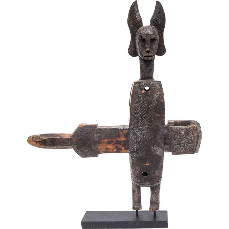 Vintage Dogon granary lock on base