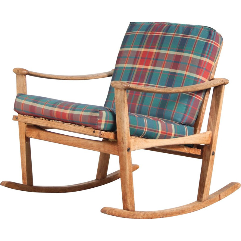 Vintage oakwood rocking chair by M. Nissen for Pastoe, Netherlands 1950s