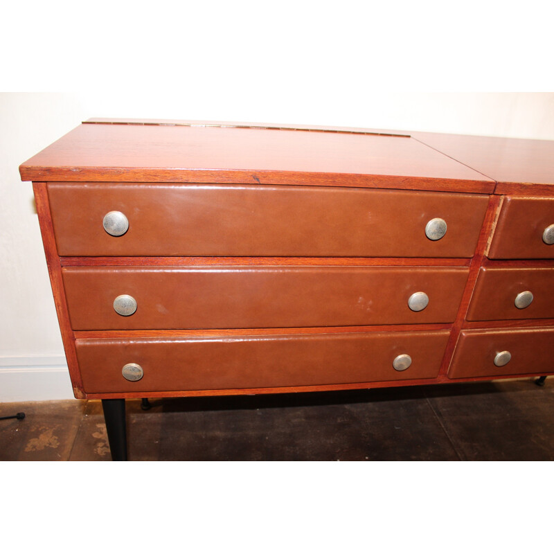 Chest of drawers in mahogany with drawers, Roger LANDAULT - 1960s