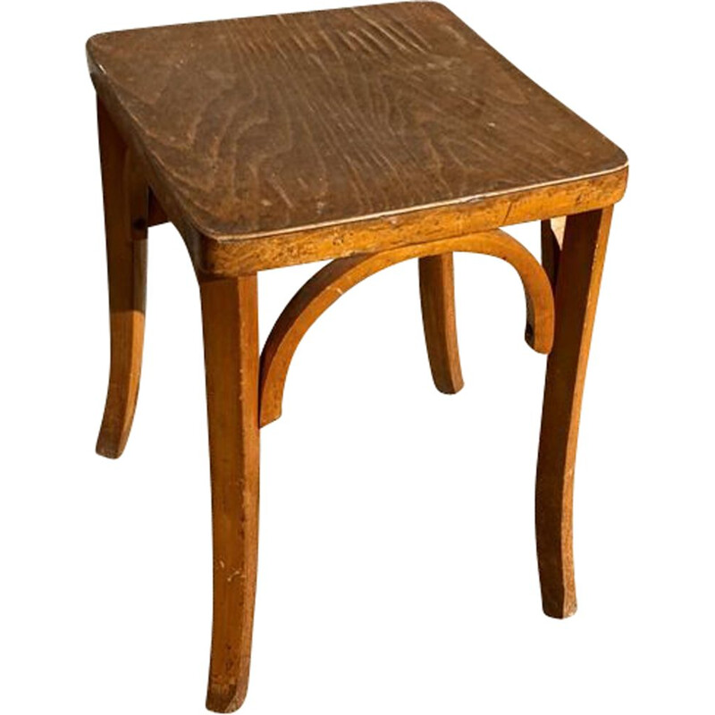 Set of 3 vintage low wooden stools, 1960
