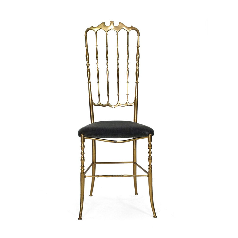 Vintage-Stuhl Chiavari mit blaugrauer Sitzfläche