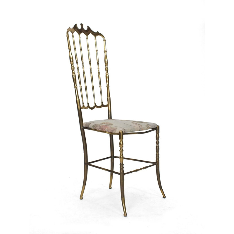 Chiavari Stuhl im Vintage-Stil mit geblümter Sitzfläche