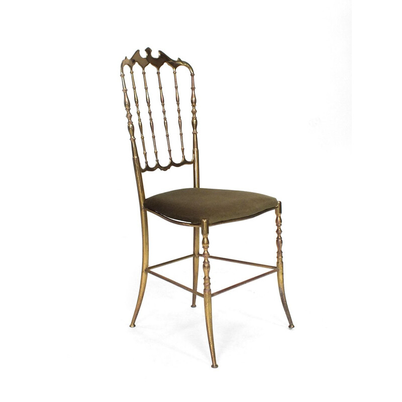 Vintage Chiavari chair in green velvet