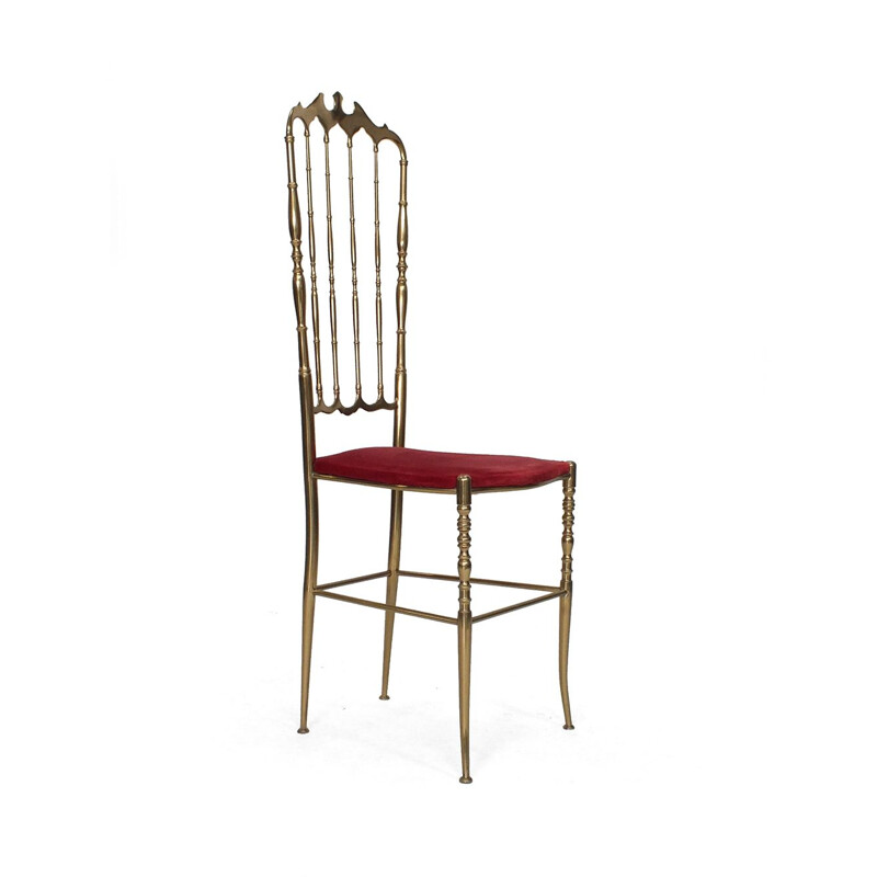 Chaise haute vintage Chiavari en velours rouge