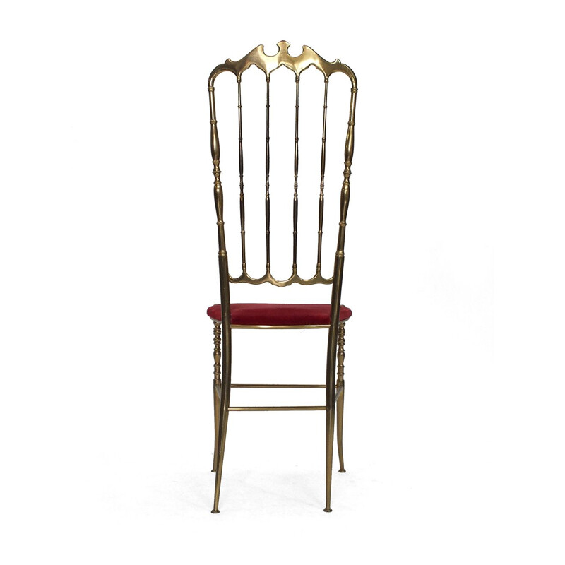 Chaise haute vintage Chiavari en velours rouge