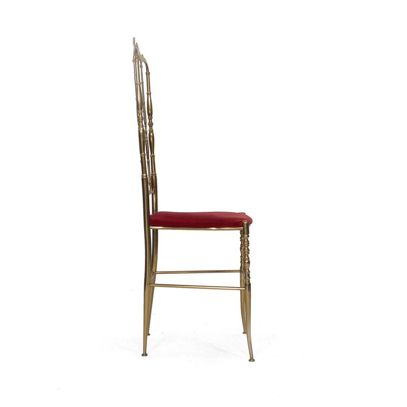 Chaise haute vintage Chiavari en velours rouge