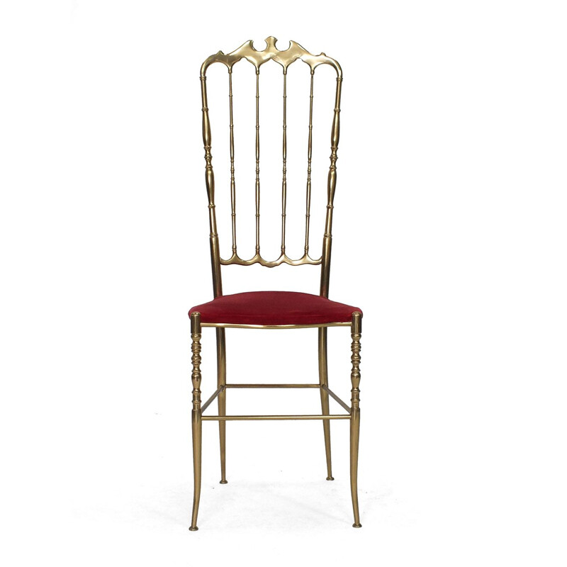 Chaise haute vintage Chiavari en velours rouge