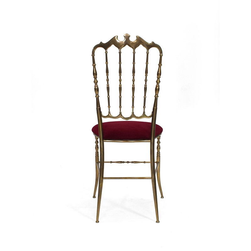 Cadeira Chiavari vintage alta em veludo vermelho escuro