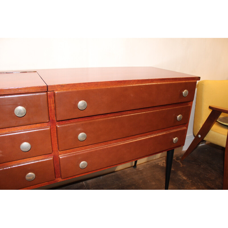 Chest of drawers in mahogany with drawers, Roger LANDAULT - 1960s
