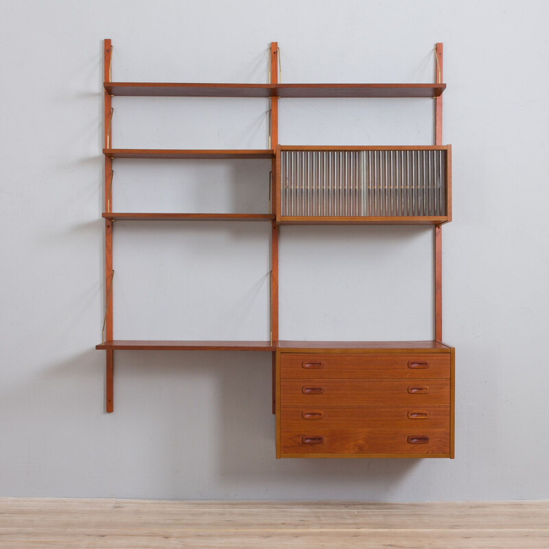 Teak vintage wall unit by Preben Sorensen, Denmark 1960s