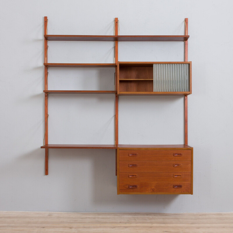 Teak vintage wall unit by Preben Sorensen, Denmark 1960s