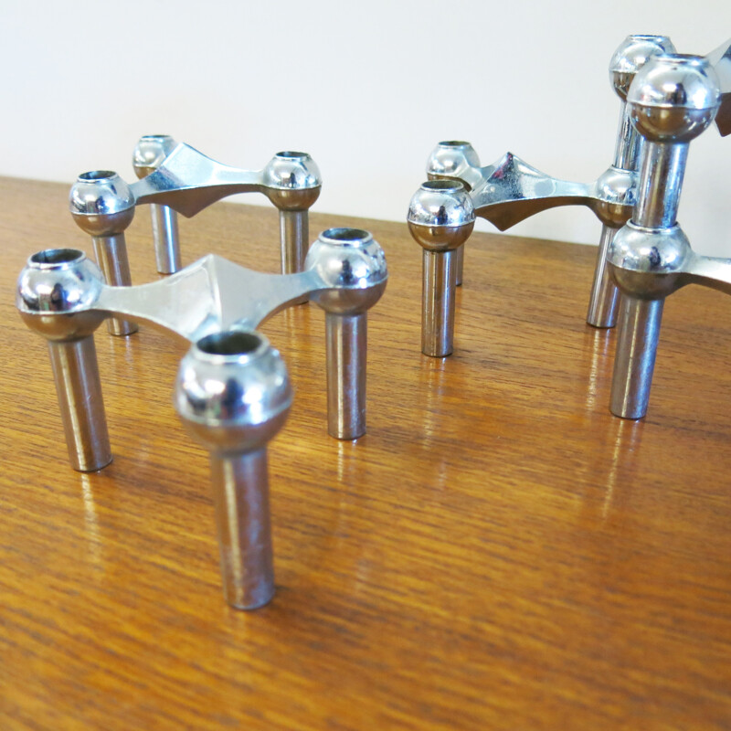 Modular candle holder in chromed metal, Fritz NAGEL & Caesar STOFFI - 1960s