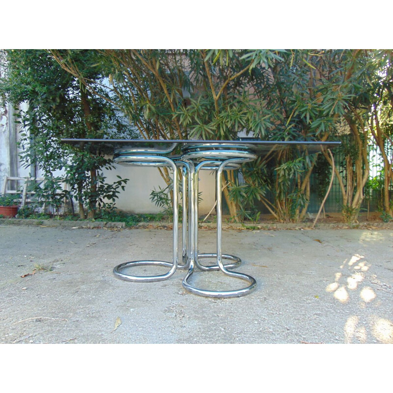 Vintage smoked glass table by Giotto Stoppino