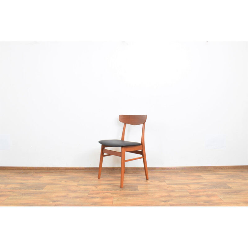 Set of 4 mid-century Danish teak & leather dining chairs from Falstrup Mobler, 1960s