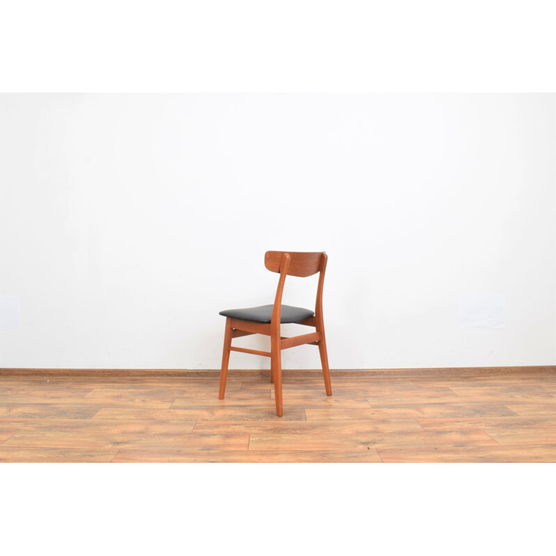 Ensemble de 4 chaises danoises vintage en teck et cuir de Falstrup Mobler, 1960