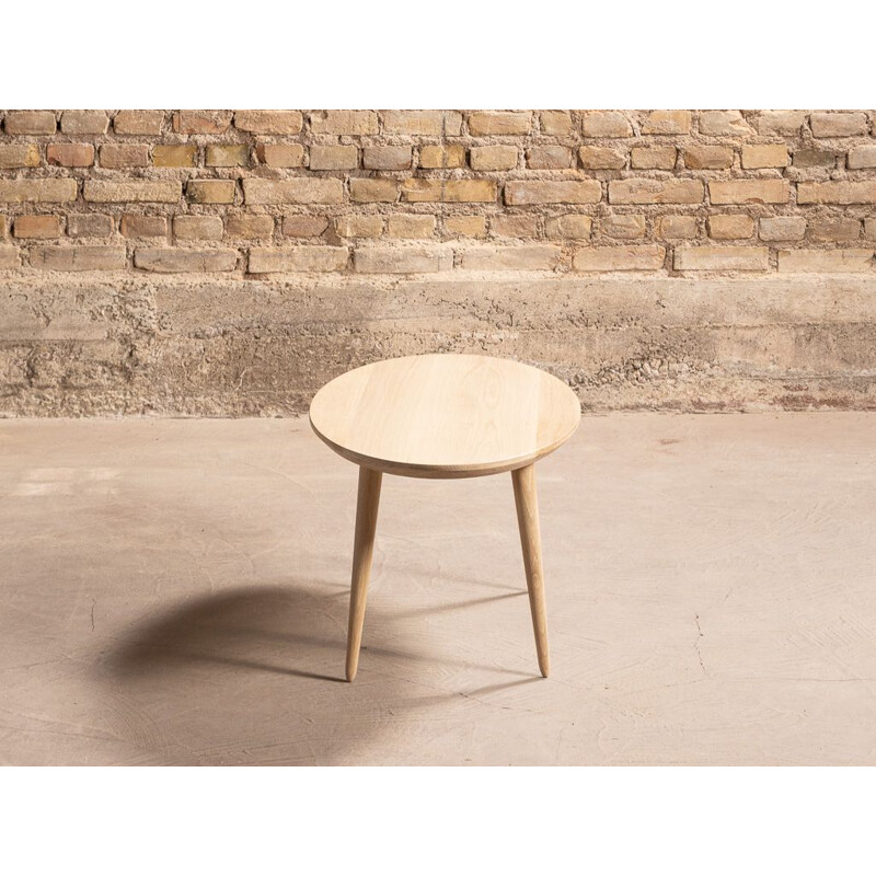 Table basse ovale vintage sur-mesure en chêne massif