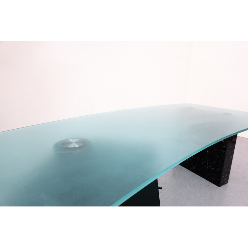 Mid-century black marble and glass desk by Peter Draenert, Germany 1970s