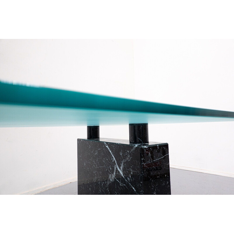 Mid-century black marble and glass desk by Peter Draenert, Germany 1970s