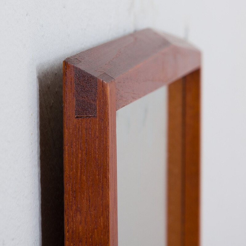 Vintage geometric teak mirror by Jansen Spejle, Denmark 1960