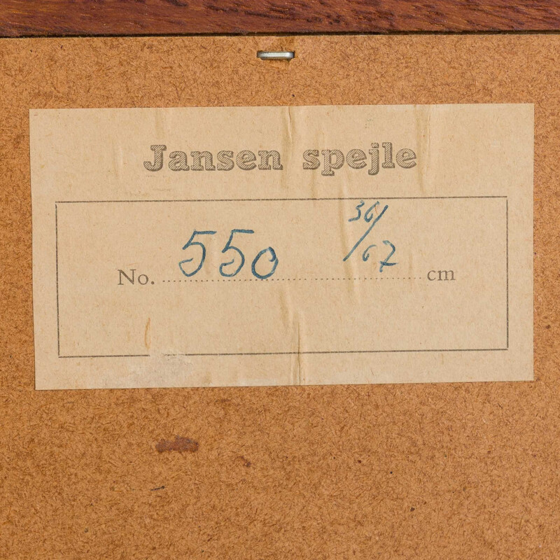 Espejo geométrico vintage de teca de Jansen Spejle, Dinamarca 1960