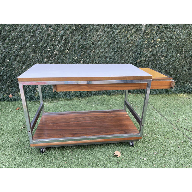 Tavolino rotante vintage in formica e metallo di Boris Lacroix