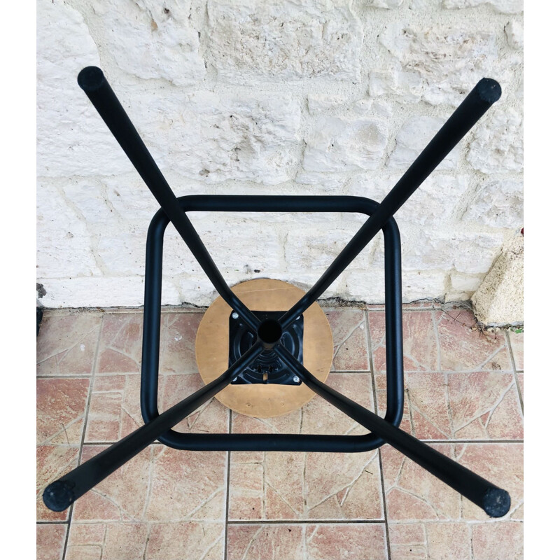 Vintage wood and metal screw stool, 1980