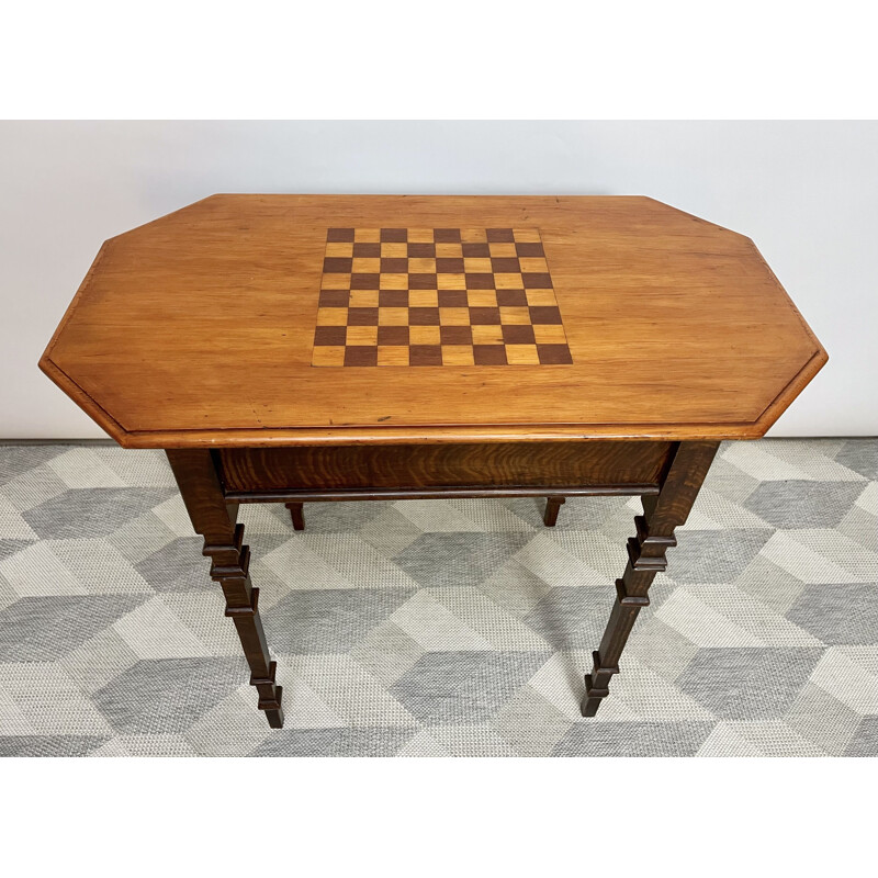 Vintage side table with chess board