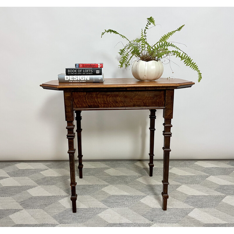 Vintage side table with chess board