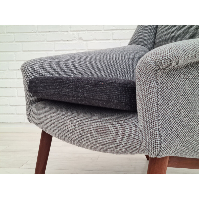 Danish vintage wool fabric low armchair, 1970s