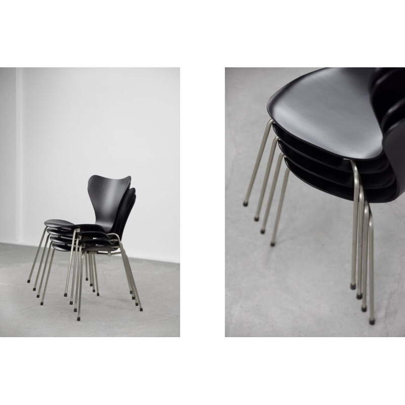 Set of 4 vintage Danish chairs by Arne Jacobsen for Fritz Hansen, 1950s