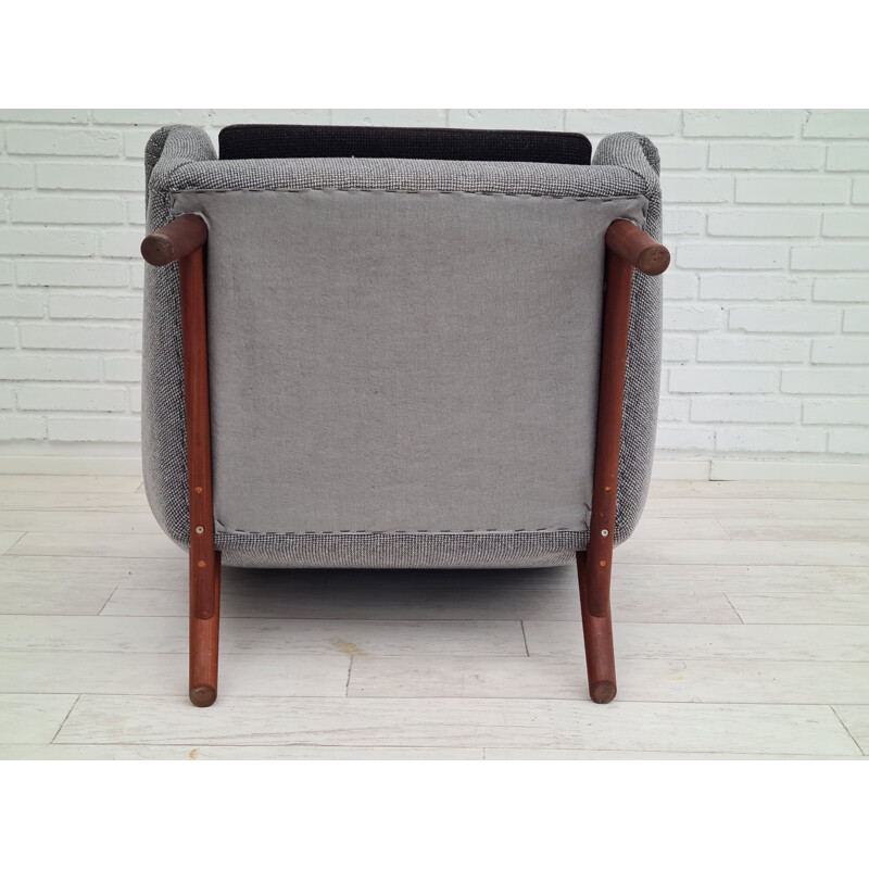 Danish vintage wool fabric low armchair, 1970s