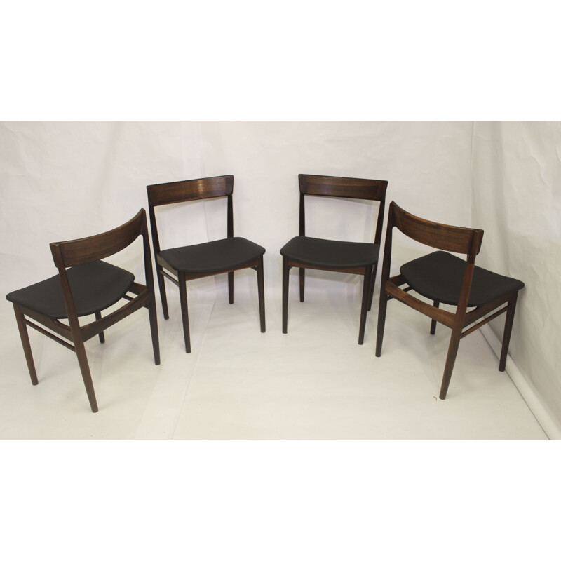 Set van 4 vintage rozenhouten stoelen model 39 van Henry Rosengren voor Brande Møbelindustri, Denemarken 1960