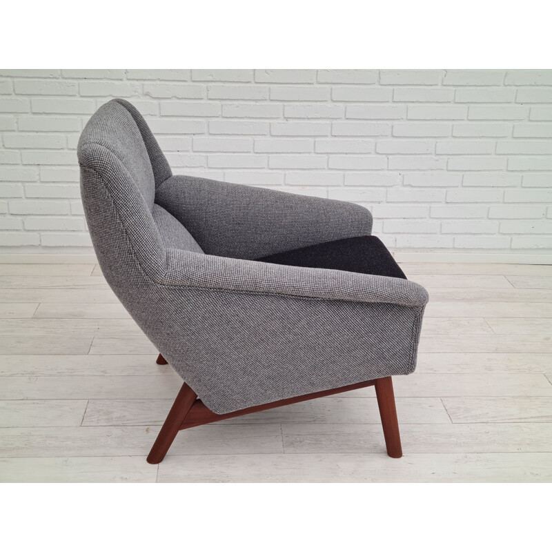 Danish vintage wool fabric low armchair, 1970s