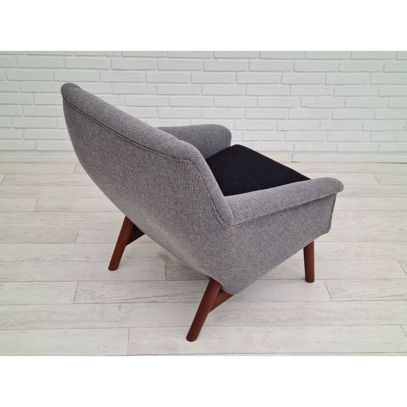 Danish vintage wool fabric low armchair, 1970s