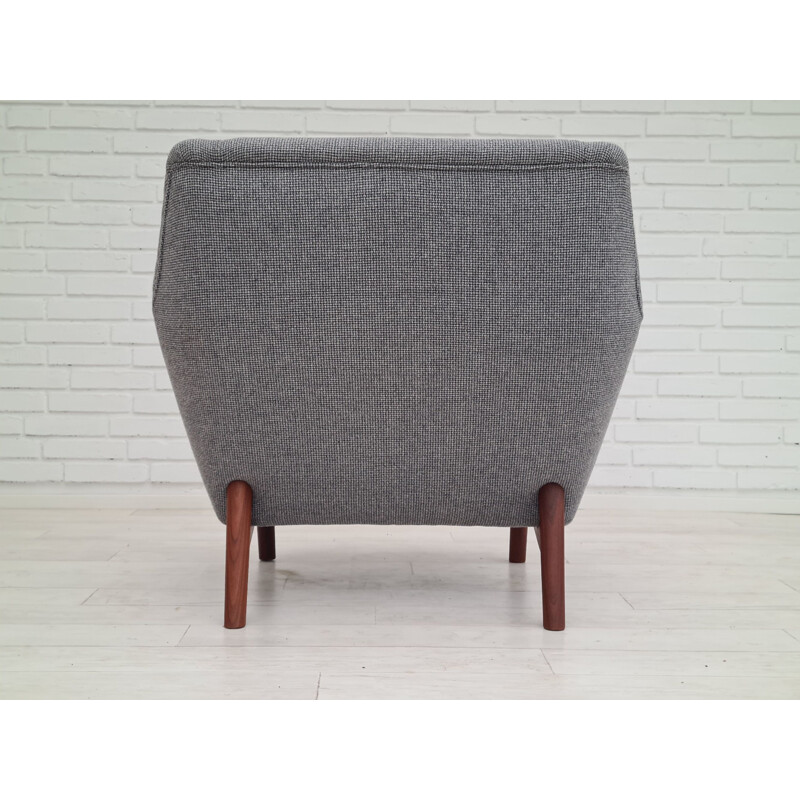 Danish vintage wool fabric low armchair, 1970s