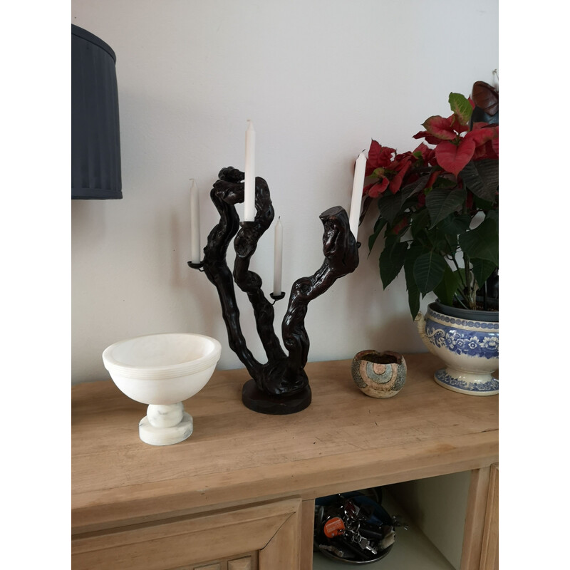 Vintage vine candle holder with 4 candles, 1970