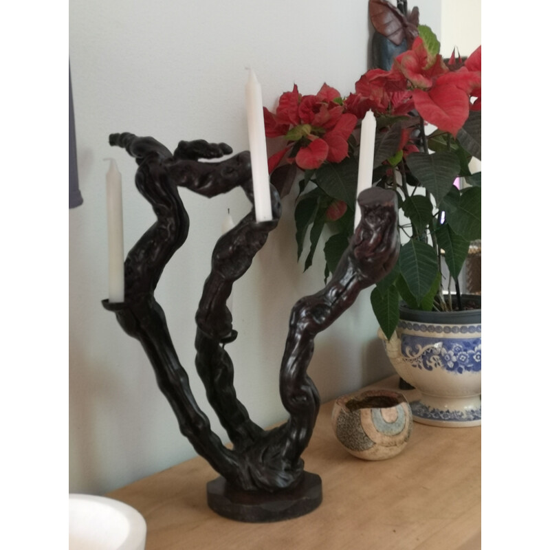 Vintage vine candle holder with 4 candles, 1970