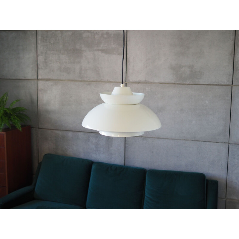 Vintage white pendant lamp, Denmark 1970s