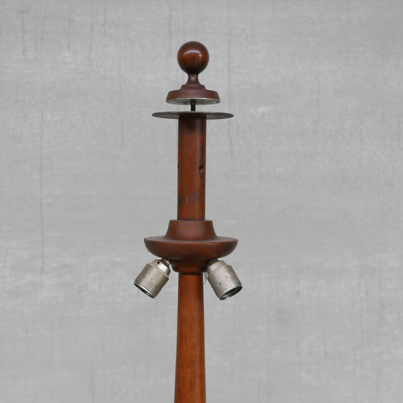 Vintage walnut floor lamp, France 1930