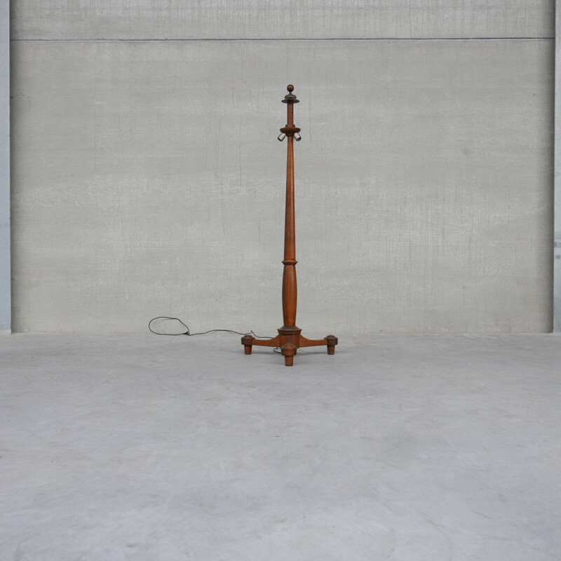 Vintage walnut floor lamp, France 1930