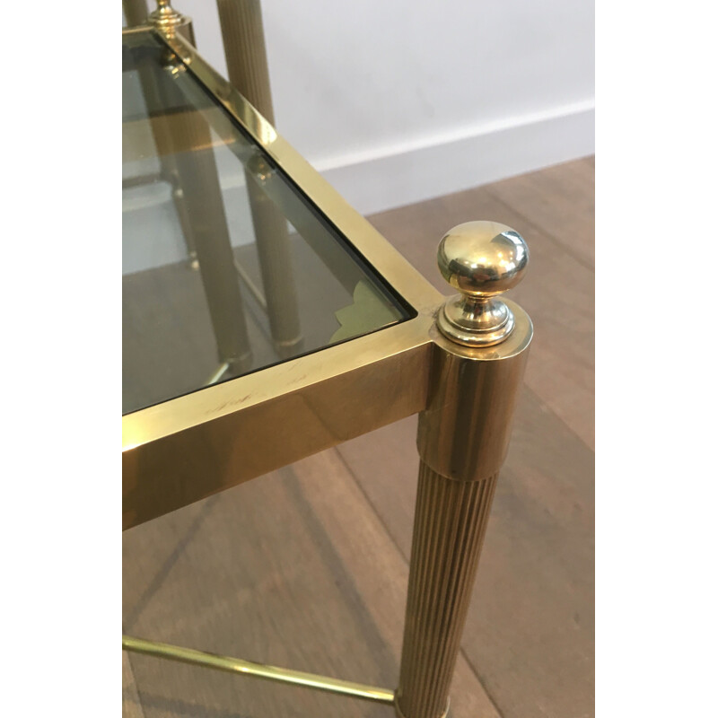 Vintage tripartite brass and glass nesting table, 1970